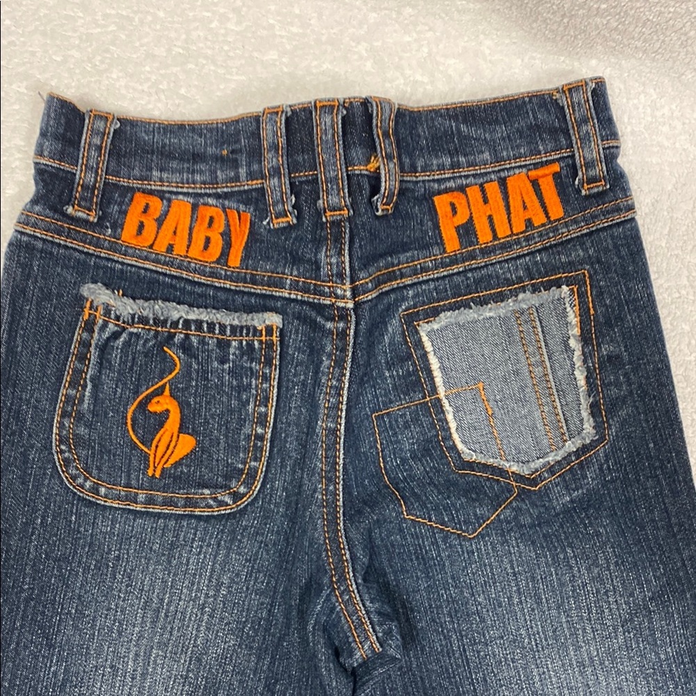 Baby Phat Blue Jeans with Orange Accents size 5